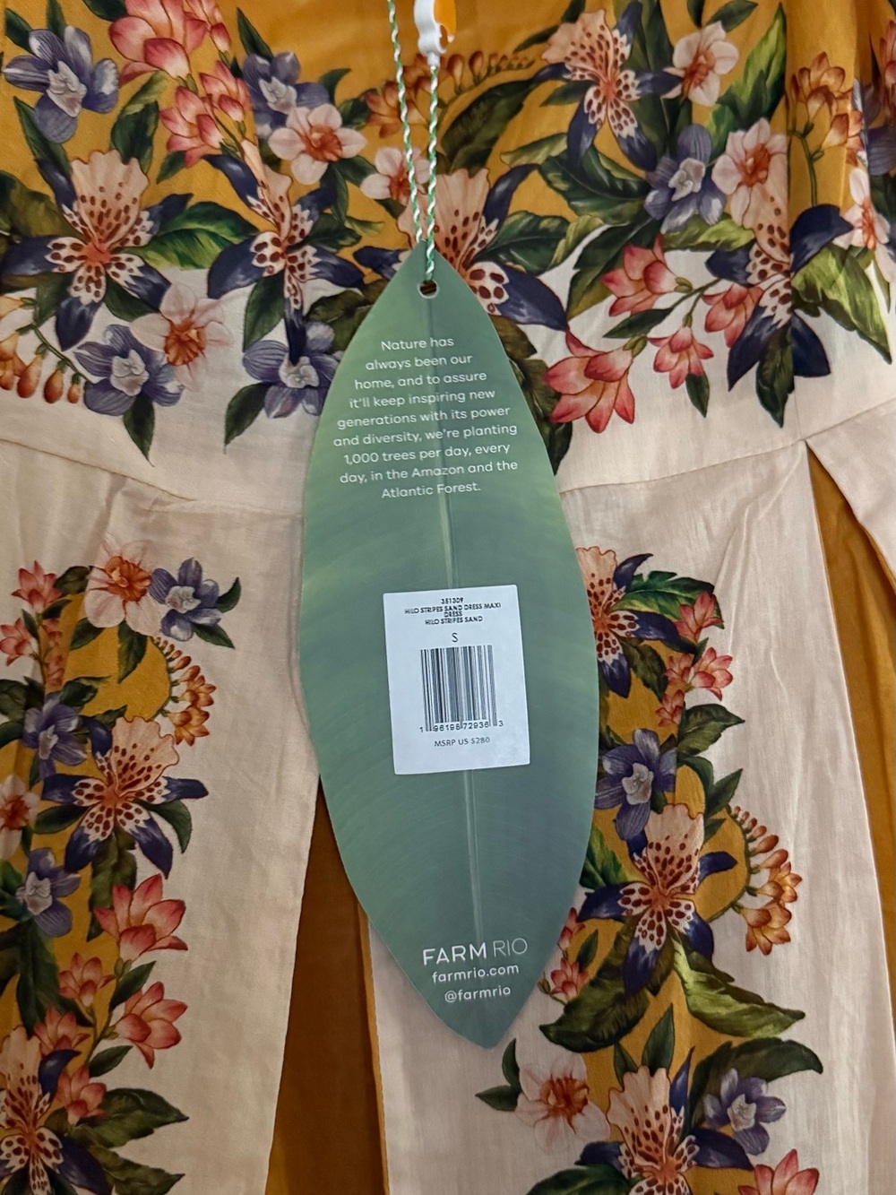 FARM Rio Mustard and Cream Floral Maxi Dress - Picture 5 of 6
